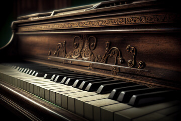 Fototapeta na wymiar Piano keys close-up. AI Generated