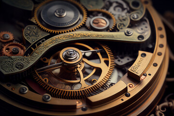 Fototapeta na wymiar mechanism of an ancient wristwatch. AI Generated