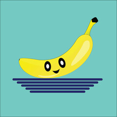 Kawai banana fruit illustration
