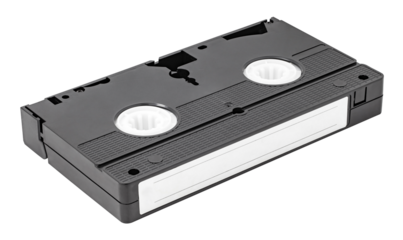 Videotape cassette film for old video recorders, isolated on transparent background .