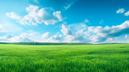Fototapeta na wymiar green field and sky. Generative Ai. 