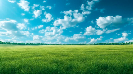 Fototapeta na wymiar green grass and blue sky. Generative Ai. 