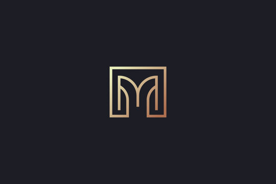 M letter design line style creative golden wordmark design typography illustration, m royal logo, m spa logo, m golden initials