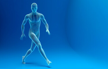 Fototapeta na wymiar digital image of the human body on a blue background. Generative Ai. 