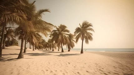  Palmy Trees Illuminated by Sunshine on a Sandy Beach © Ranya Art Studio