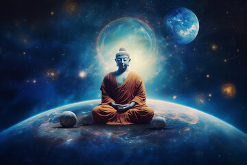 Buddha Universe meditation. Generative AI