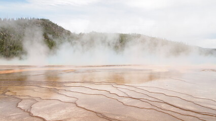 Steamy and hot geothermal spring in Wyoming