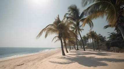 Foto op Plexiglas anti-reflex Palmy Trees and a Sandy Beach Create a Tropical Paradise © Ranya Art Studio