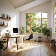 Fototapeta premium A Minimalist Workspace with Natural Daylight
