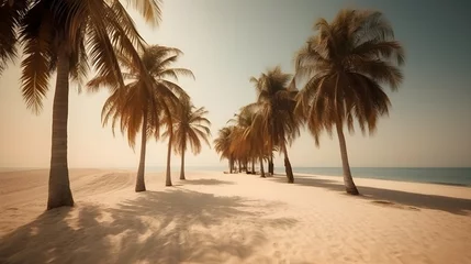 Foto auf Acrylglas Palmy Trees and Sandy Beach Unveil a World of Natural Wonder and Beauty © Ranya Art Studio