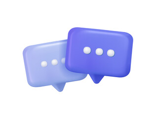 3D blue dialogue icon. Speech bubbles symbol for chat on social media icon isolated on background. Support, chat, 3d comments thread mention or user chat. 3d speech bubbles icon vector illustration