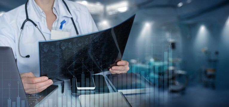 Concept of research and diagnosis based on X-ray images.