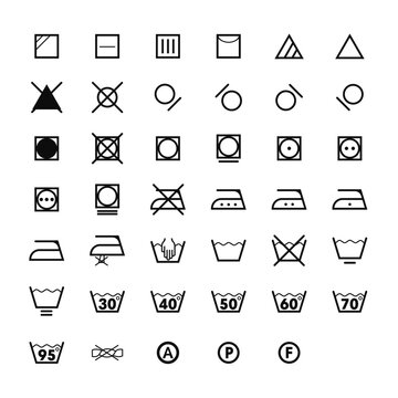 Laundry symbols icon set . washing symbols isolated on white background. Vector image