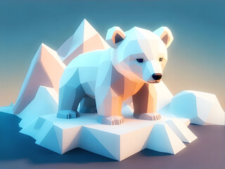 low poly, geometric, polygon, poly, graphic, style, creative, modern, polygonal, 3d, iceberg, polar bear, bear, animal, arctic, polar, bears, wildlife, polar bears, antarctica, white bear, snow, ice