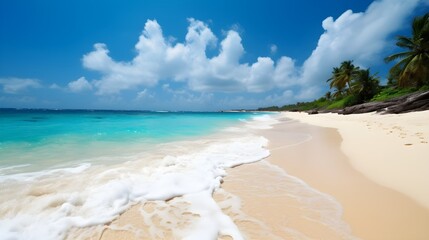 Fototapeta na wymiar Sandy retreat, exquisite tropical beach, sunlit sands, and secluded coastal getaway