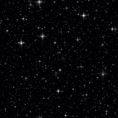 Deep black space full of stars, a high quality seamless pattern or high resolution background