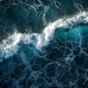 Ocean Wave Aerial View. Generative AI © Kreatifquotes