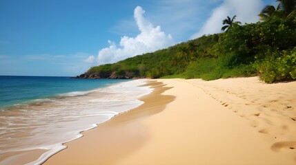 Coastal sanctuary, tranquil tropical beach, azure waters, and serene coastal haven