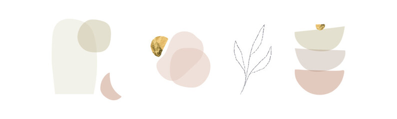 Modern abstract shapes art. Trendy organic forms and line art drawing.