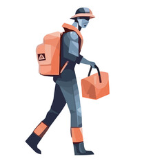 traveler man walking with travelbag