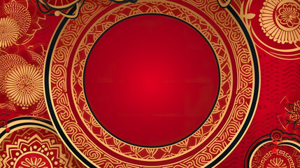A red and gold background with a circular design. Generative AI.