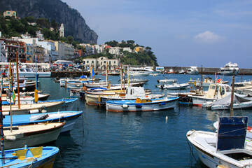 Fototapeta na wymiar boats in the harbor Capri island Italy
