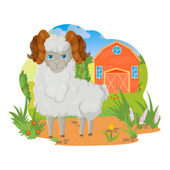Sheep Fur Farm animals. Pets. Village. Farm. Vector illustration on a white background.