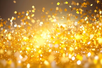 Obraz premium gold luxury shiny design Abstract elements with glitter effect on dark golden background, generative ai.