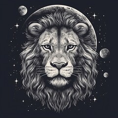 Black and white lion, Lion in space, Lion king, stars, lion in the stars, lion in the galaxy