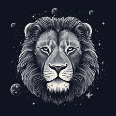 Black and white lion, Lion in space, Lion king, stars, lion in the stars, lion in the galaxy