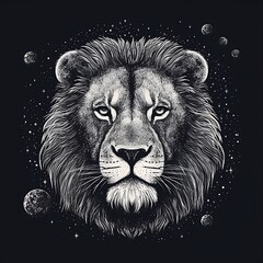 Black and white lion, Lion in space, Lion king, stars, lion in the stars, lion in the galaxy
