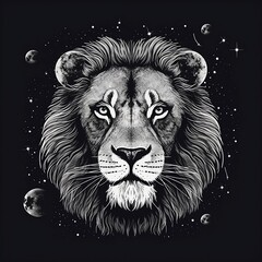 Black and white lion, Lion in space, Lion king, stars, lion in the stars, lion in the galaxy