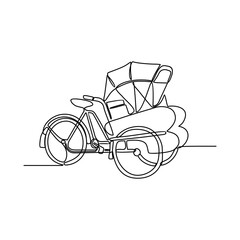 Fototapeta na wymiar One continuous line drawing of traditional transportation. vehicle design in simple linear style. transportation design concept vector illustration