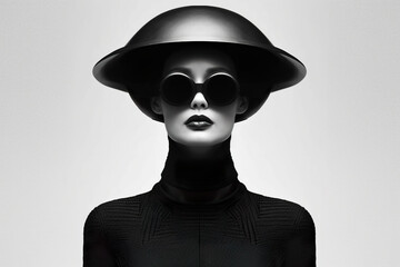 A woman wearing a hat and sunglasses. Generative AI.