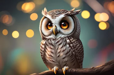 Fototapete Eulen-Cartoons owl on a branch