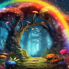 Whimsical rainbow fantasy place ai generative