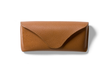 Leather sunglasses case isolated on a transparent background, PNG. High resolution.
