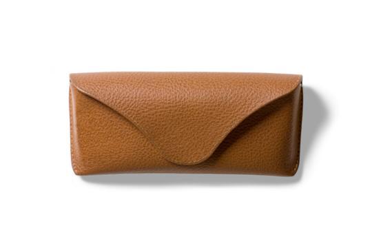Leather sunglasses case isolated on a transparent background, PNG. High resolution.
