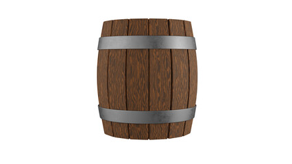 Obraz premium Wooden barrel isolated on transparent and white background. Barrel concept. 3D render