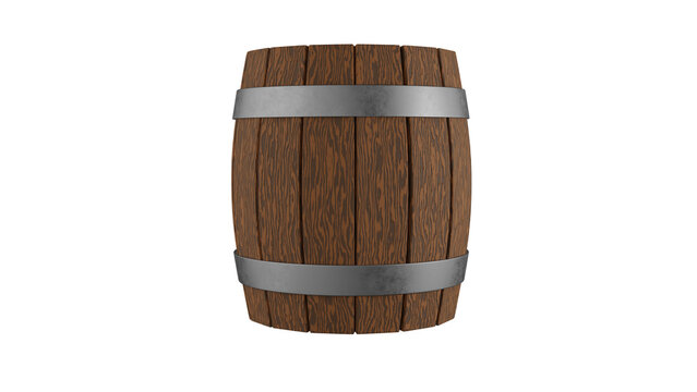 Wooden barrel isolated on transparent and white background. Barrel concept. 3D render