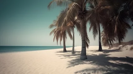 Foto op Plexiglas anti-reflex Palmy Trees Stand Tall on a Sandy Beach, Offering a Retreat from the Busyness of Life © Ranya Art Studio