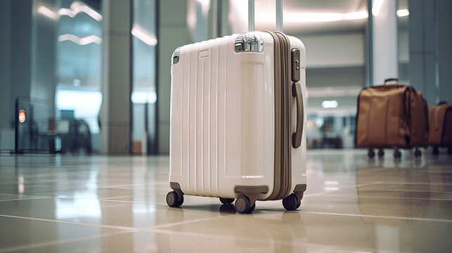 Suitcases at the airport. The challenges of airport luggage . Travel concept.