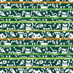 Halloween cats seamless animals monsters pattern for wrapping paper and kids clothes print and fabrics and linens