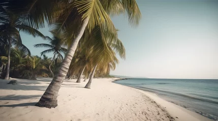 Deurstickers Palmy Trees and a Sandy Beach Inspire Harmony and Balance © Ranya Art Studio