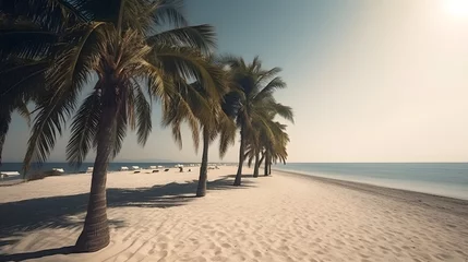 Rolgordijnen Palmy Trees and a Sandy Beach for Blissful Moments © Ranya Art Studio