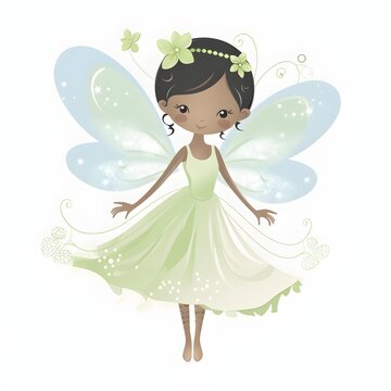 Floral enchantment, magical clipart of cute fairies with colorful wings and enchanting flower charms