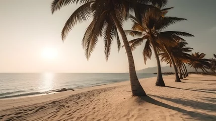 Deurstickers Palmy Trees and a Sandy Beach Ignite a Sense of Adventure © Ranya Art Studio