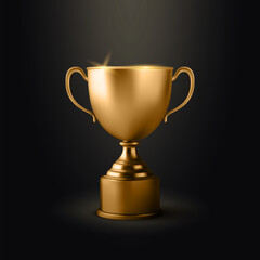 Fototapeta na wymiar Vector 3d Realistic Blank Golden Champion Cup Icon Closeup on Black Background. Design Template of Championship Trophy. Sport Tournament Award, Gold Winner Cup and Victory Concept