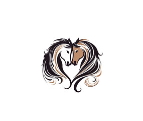 Side view of a horse's head with a mane on a white background. Vector illustration