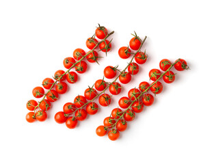Branches of cherry tomatoes on a white background